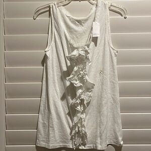 Ann Taylor Loft white cotton ruffle tank. BNWT size M